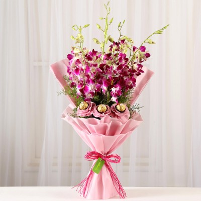 Purple Orchids & Ferrero Rocher Bouquet