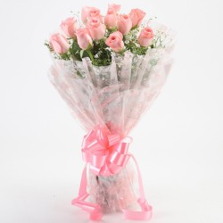 12 Splendid Pink Roses Bouquet