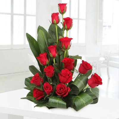 Lovely Red Roses Basket