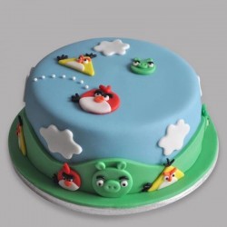 Angry Birds Character Fondant Cake	