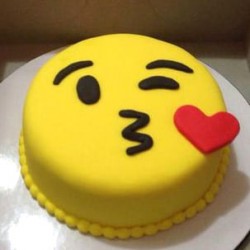 Face Blowing A Kiss Emoji Fondant Cake	