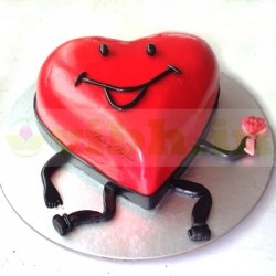 Red Heart Fondant Cake	