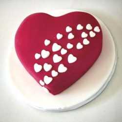 Red Heart Romantic Fondant Cake	