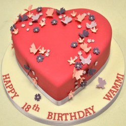 Butterfly on Red Heart Fondant Cake	
