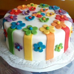 Colorful Floral Fondant Cake	