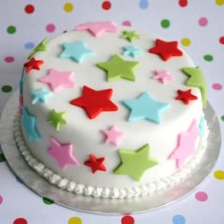 Colorful Stars Fondant Cake	