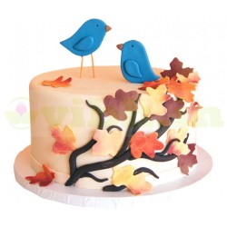Fall Birds Fondant Cake	