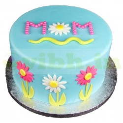Floral MOM Fondant Cake	