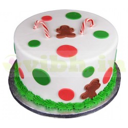 Gingerbread Man Dots Fondant Cake	