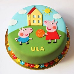 Peppa & George Pig Fondant Cake	