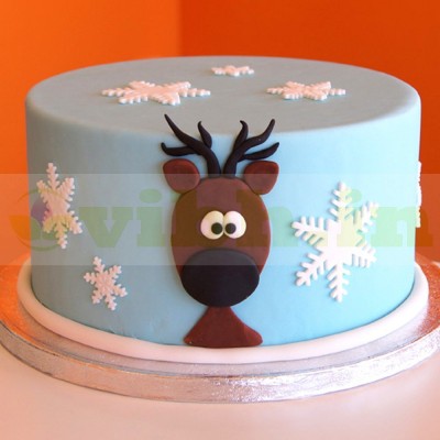 Raindeer Theme Fondant Cake