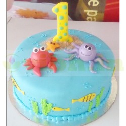 Sea Animals Theme Fondant Cake	