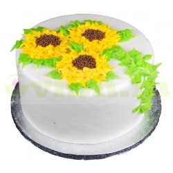 Sunflower Theme Fondant Cake	