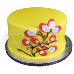 Yellow Flowering Tree Fondant Cake	