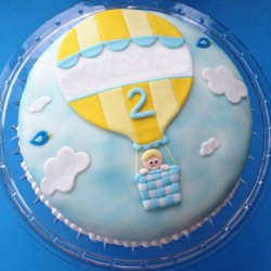 Baby In Balloon Fondant Cake	