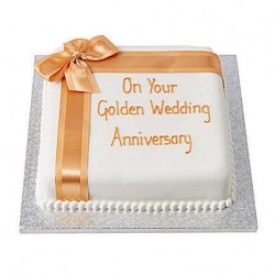Golden Celebration Fondant Cake	