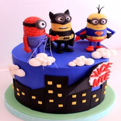 Minions As Avengers Fondant Cake	