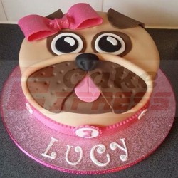 Pug Puppy Dog Face Fondant Cake	