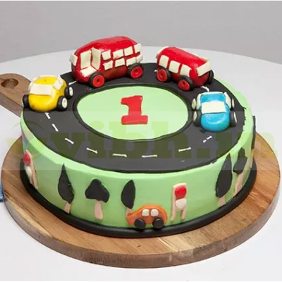 Race Track First Birthday Customized Fondant Cake