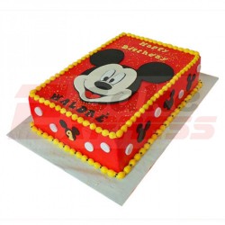Red Mickey Mouse Fondant Cake	