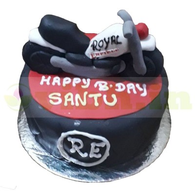 Royal Enfield Theme Fondant Cake