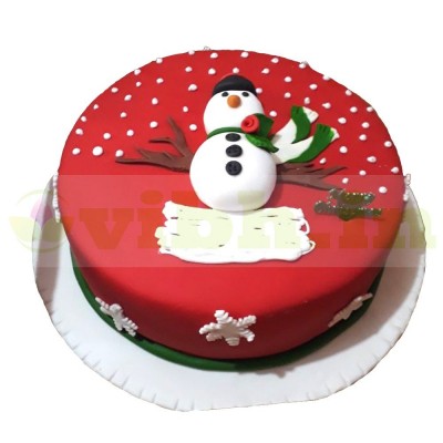 Snowman Christmas Fondant Cake