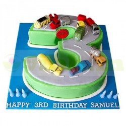 3 Number Car Race Designer Cake 3 Number Car Race Designer Cake