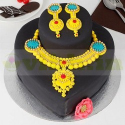 Gold Jewelry Set Designer Fondant Cake	