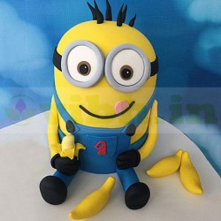 Minion With Bananas Fondant Cake	