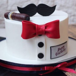 Mustache & Bow Tie Cake	