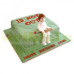 Not Out Cricket Fondant Cake	