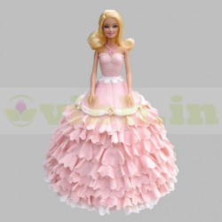 Pink Floral Barbie Fondant Cake	