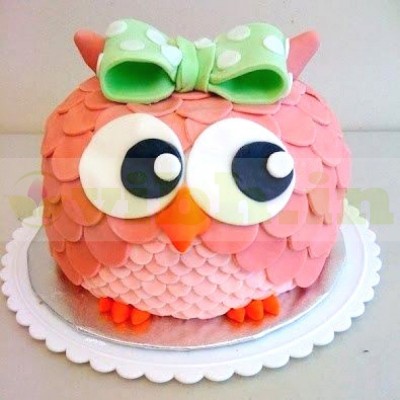 Pink Owl Birthday Cake