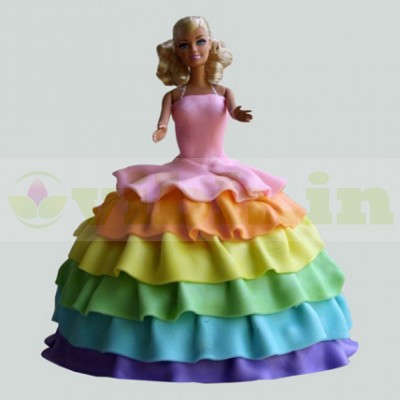 Splash Of Colours Barbie Fondant Cake