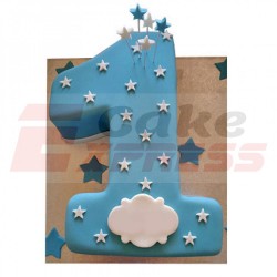 Starry Gaze 1st Birthday Fondant Cake	