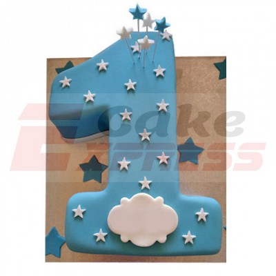 Starry Gaze 1st Birthday Fondant Cake