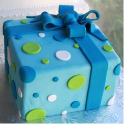 Blue Gifts Box Fondant Cake	