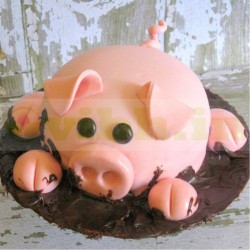 Pig Shape Fondant Cake	