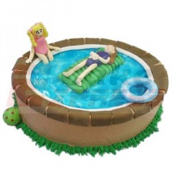 Swimming Pool Fondant Cake	