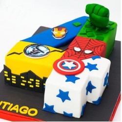 4 Number Avengers Theme Cake	