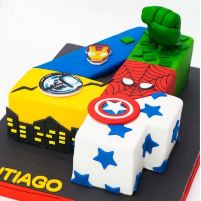 4 Number Avengers Theme Cake