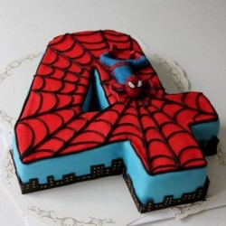 4th Birthday Spiderman Fondant Cake	