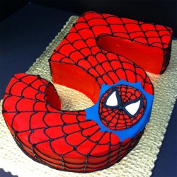 5 Number Spiderman Theme Cake	