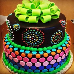 Neon Glow Birthday Fondant Cake	