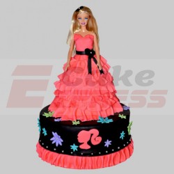 Wavy Dress Barbie Fondant Cake	