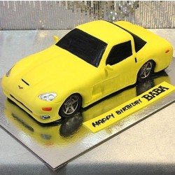 Yellow Customized Car Fondant Cake	