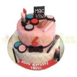 2 Tier Makeup Theme Fondant Cake	