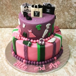2 Tier Shopping Theme Fondant Cake 2 Tier Shopping Theme Fondant Cake
