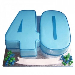 40 Number Blue Fondant Cake	