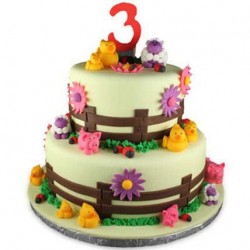 Farm Animals Theme Fondant Cake	